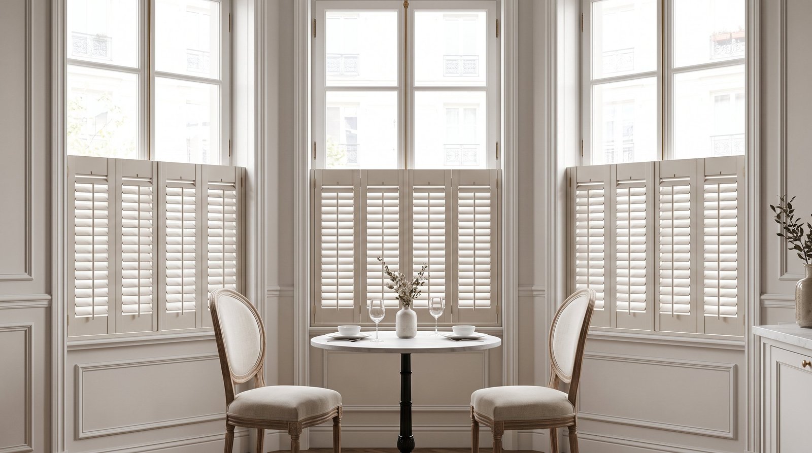Charming Parisian Breakfast Nook &mdash; Cafe Style Shutters