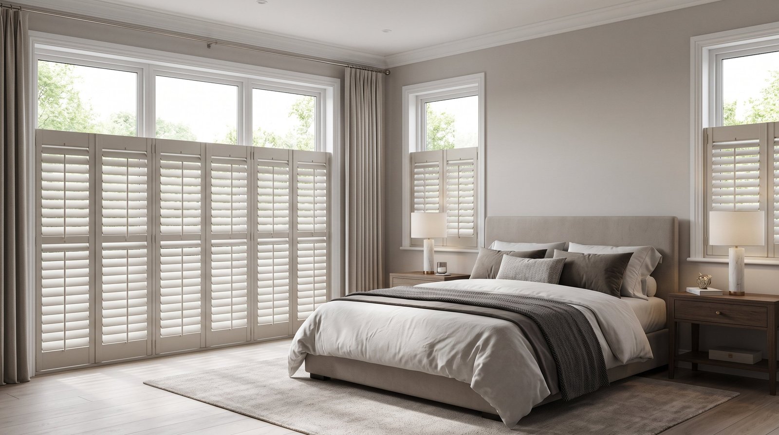 Upscale Ground-Level Bedroom &mdash; Cafe Style Shutters