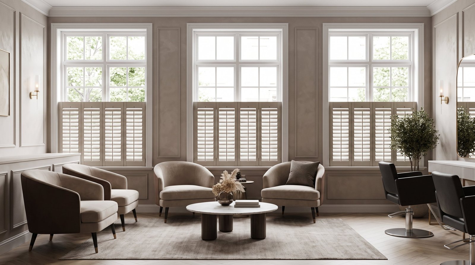 Premium Beauty Salon Waiting Area &mdash; Cafe Style Shutters