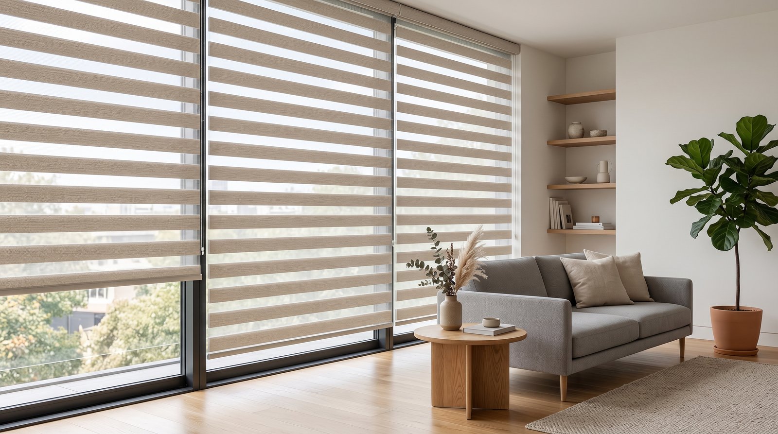 Modern Minimal Living Room &mdash; Duplex Blinds