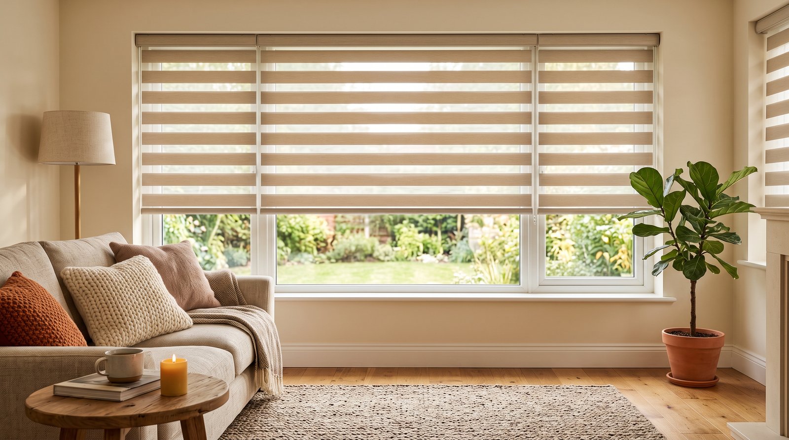 Cozy Family Room &mdash; Duplex Blinds