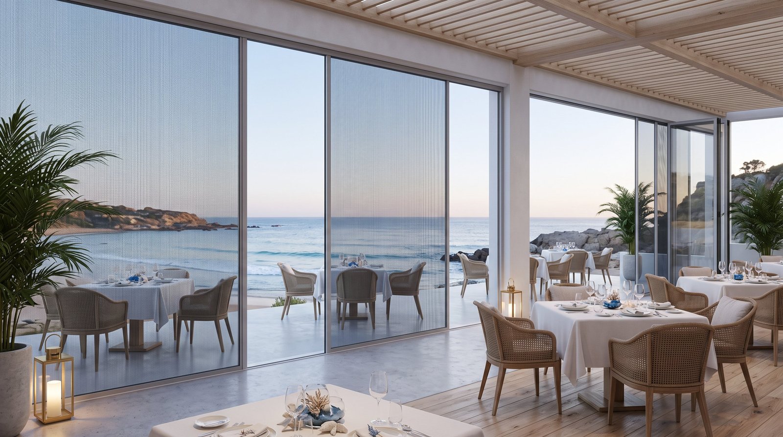 Coastal Seafood Restaurant Terrace &mdash; Fly Screen Blinds