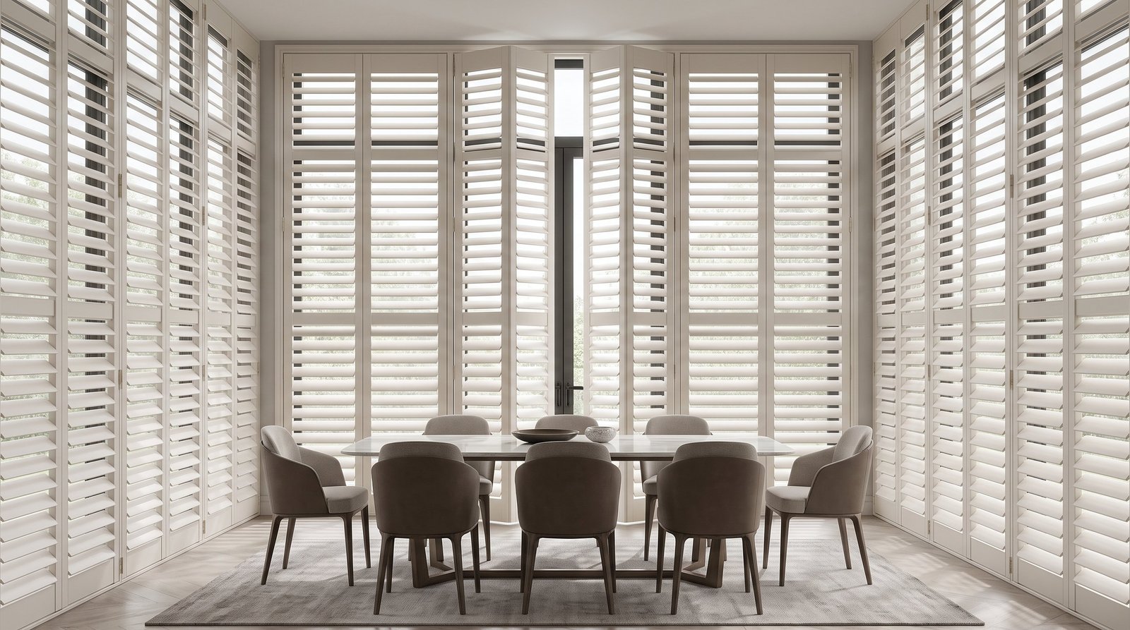 Contemporary Glass Dining Pavilion &mdash; Full Height Shutters