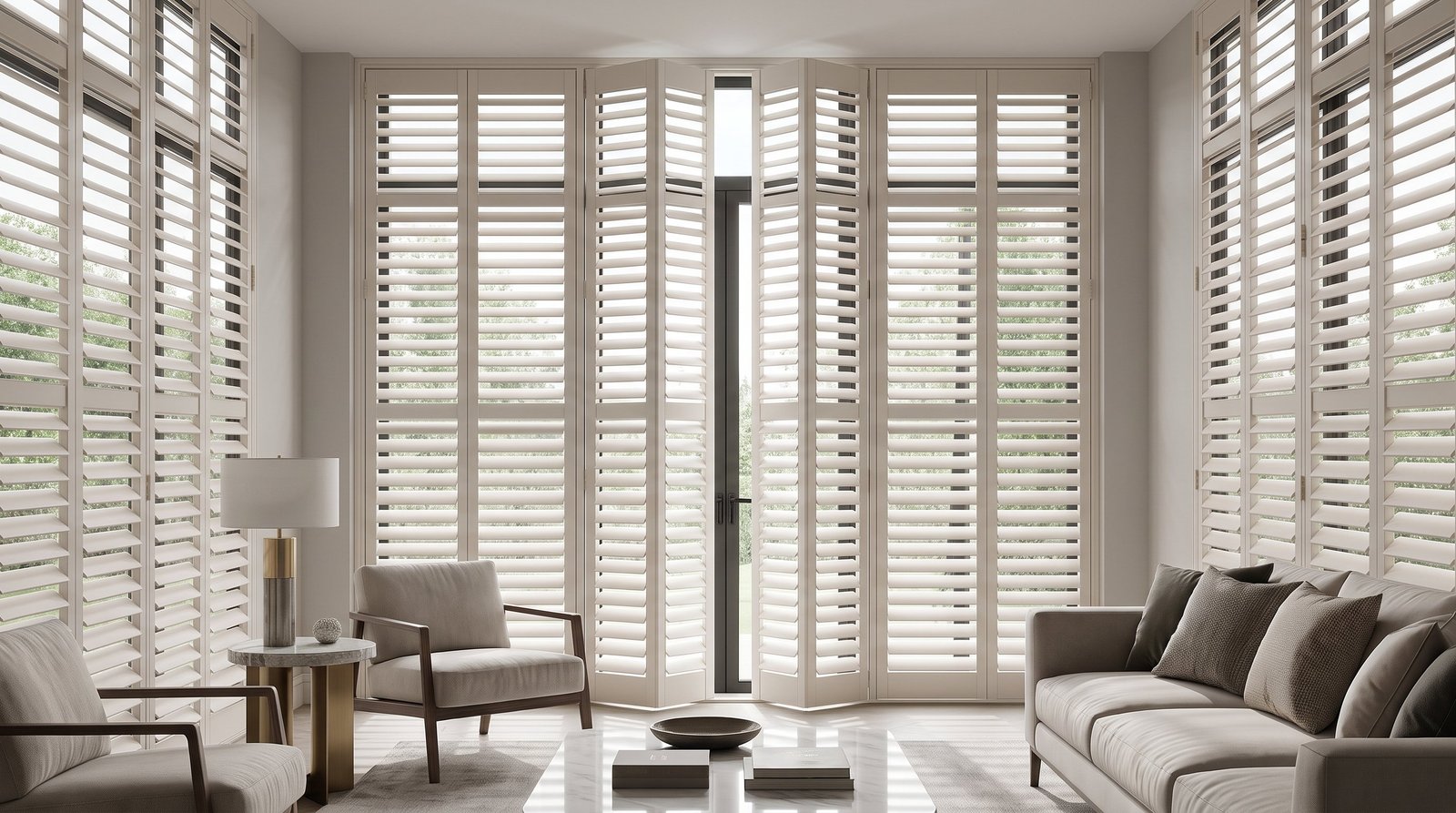 Elegant Garden Room &mdash; Full Height Shutters