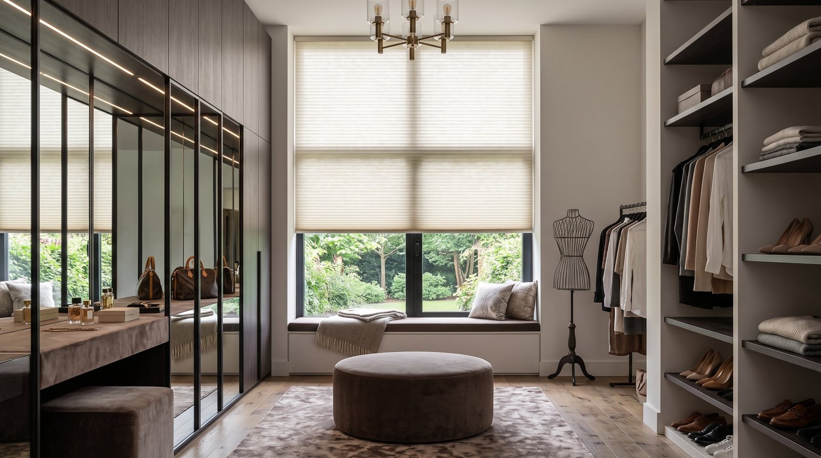 Modern Dressing Room &mdash; Honeycomb Blinds