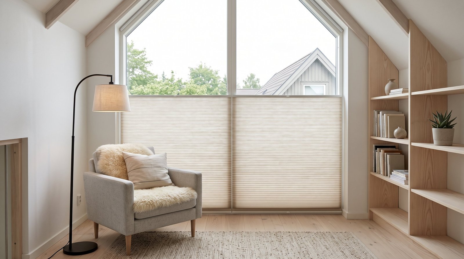 Scandinavian Reading Loft &mdash; Honeycomb Blinds