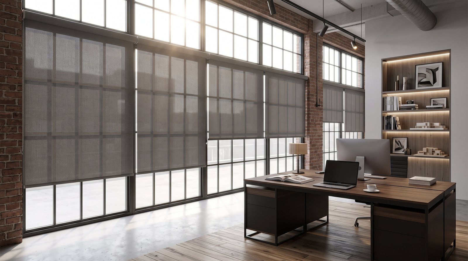 Contemporary Loft Workspace &mdash; Motorised Blinds
