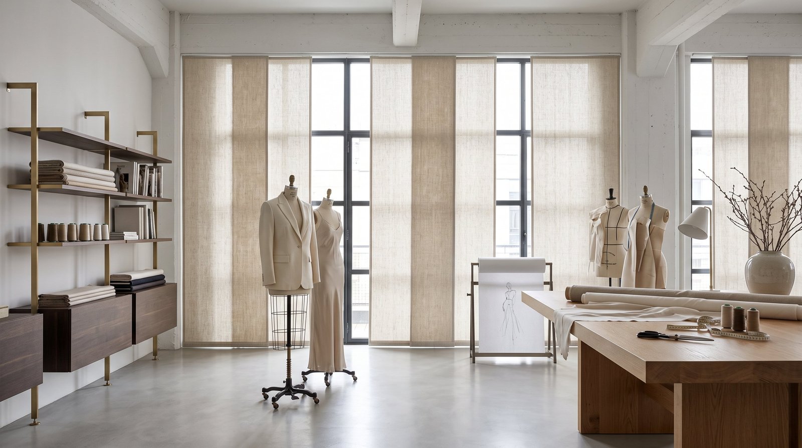 Luxury Fashion Atelier — Panel Blinds