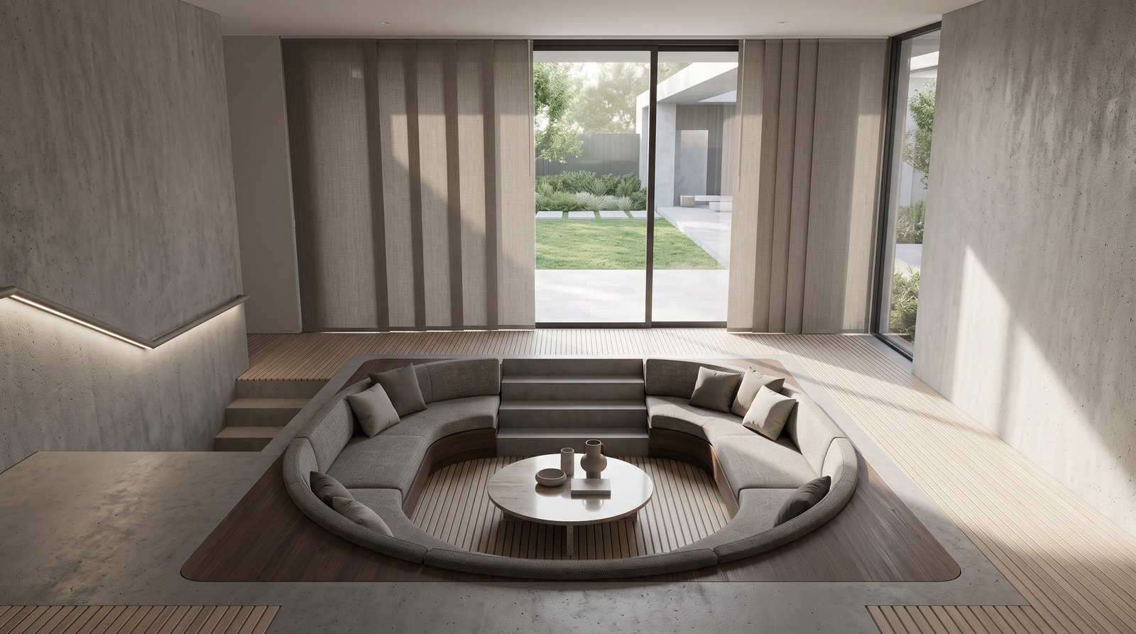Architectural Sunken Lounge — Panel Blinds