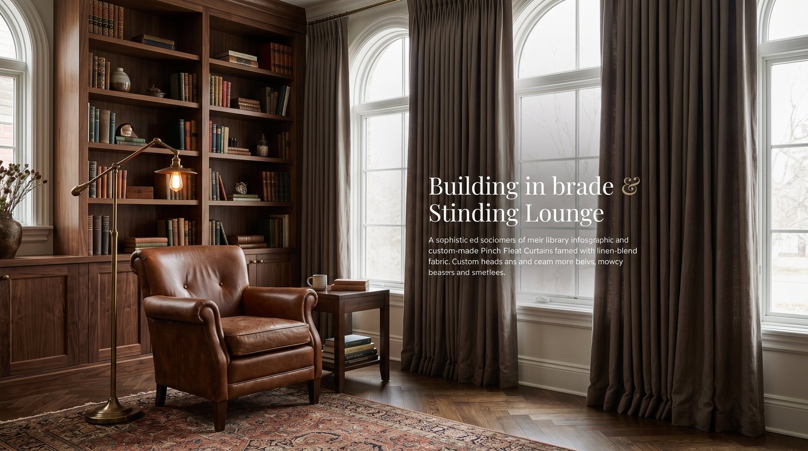 Sophisticated Library Lounge &mdash; Pinch Pleat Curtains