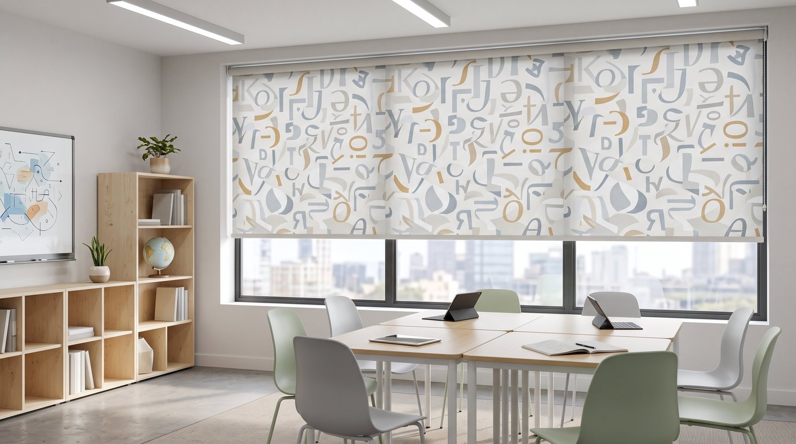 Contemporary Language Learning Room — Printed Blinds