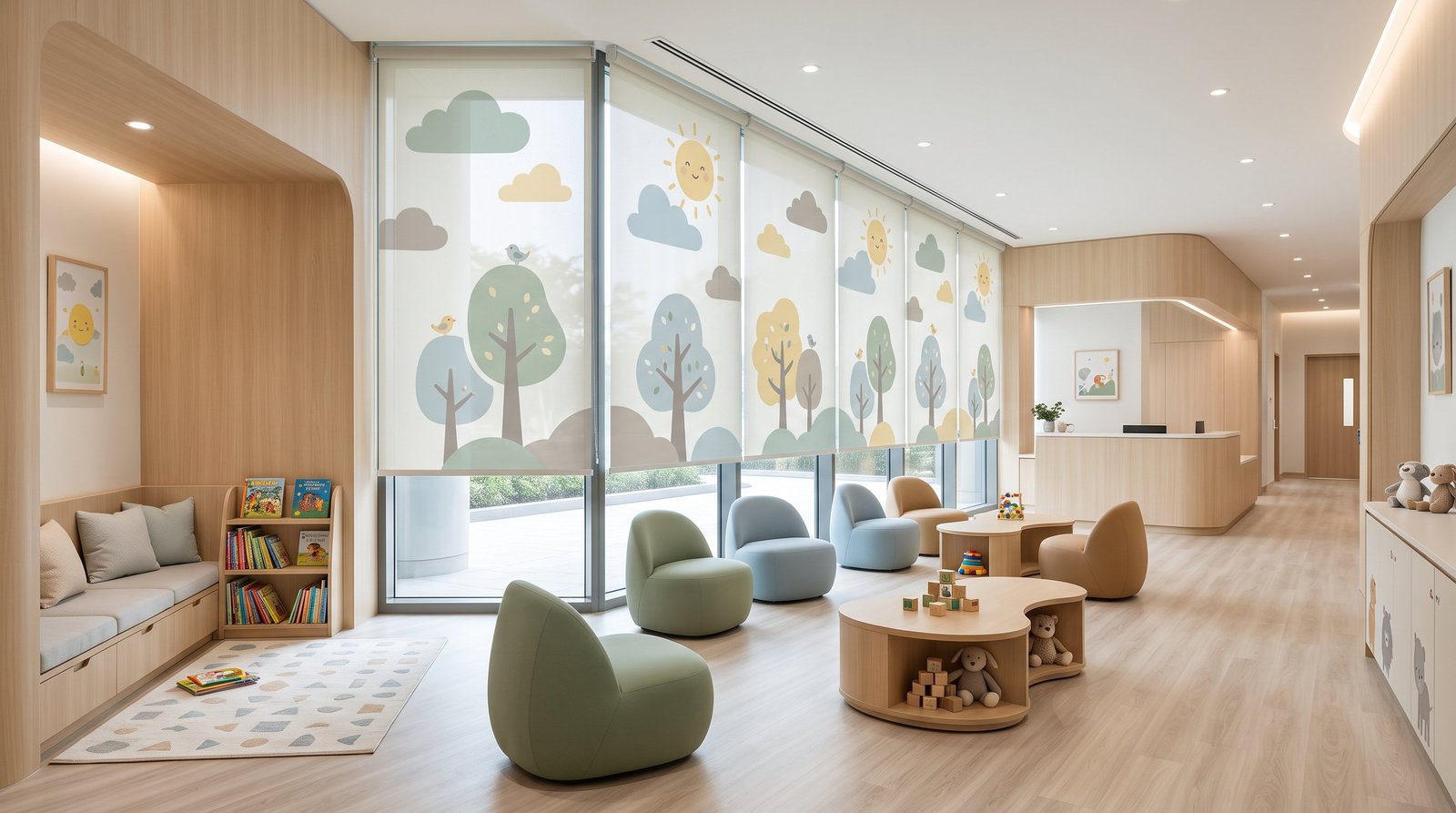 Creative Pediatric Waiting Room — Printed Blinds