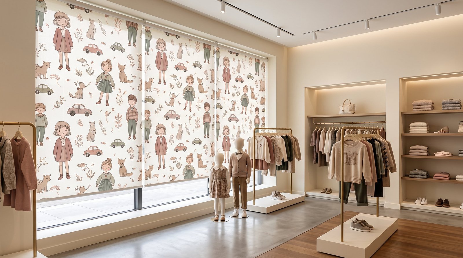 Luxury Kids Clothing Showroom — Printed Blinds