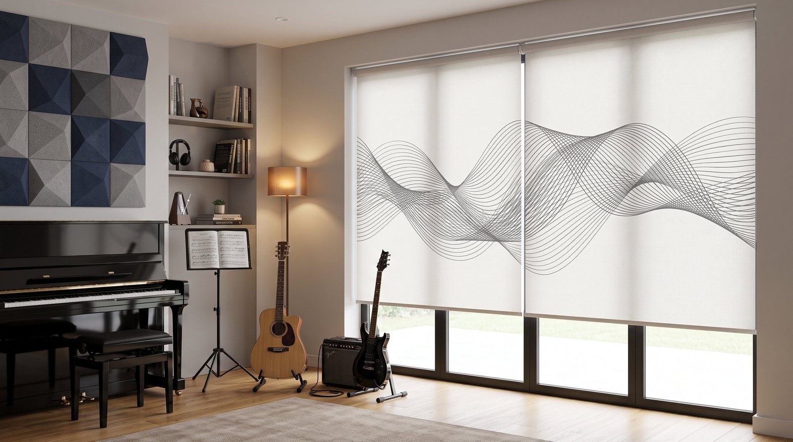 Modern Home Music Practice Room — Printed Blinds