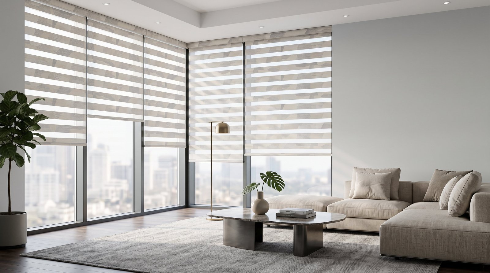 Luxury Corner Apartment Lounge &mdash; Printed Duplex Blinds