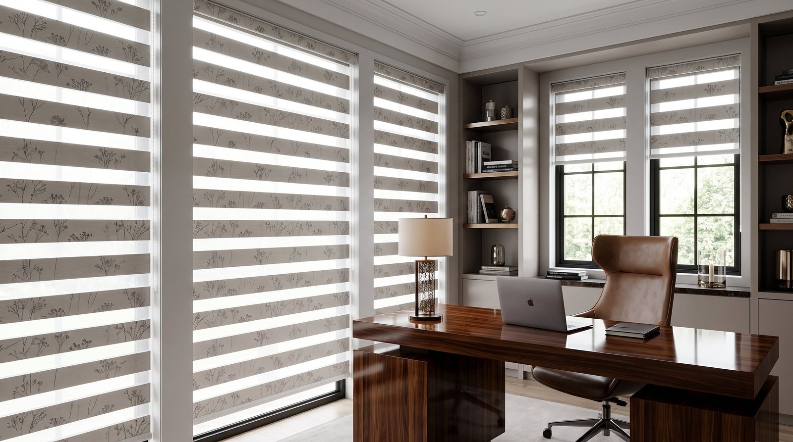 Refined Home Office Suite &mdash; Printed Duplex Blinds
