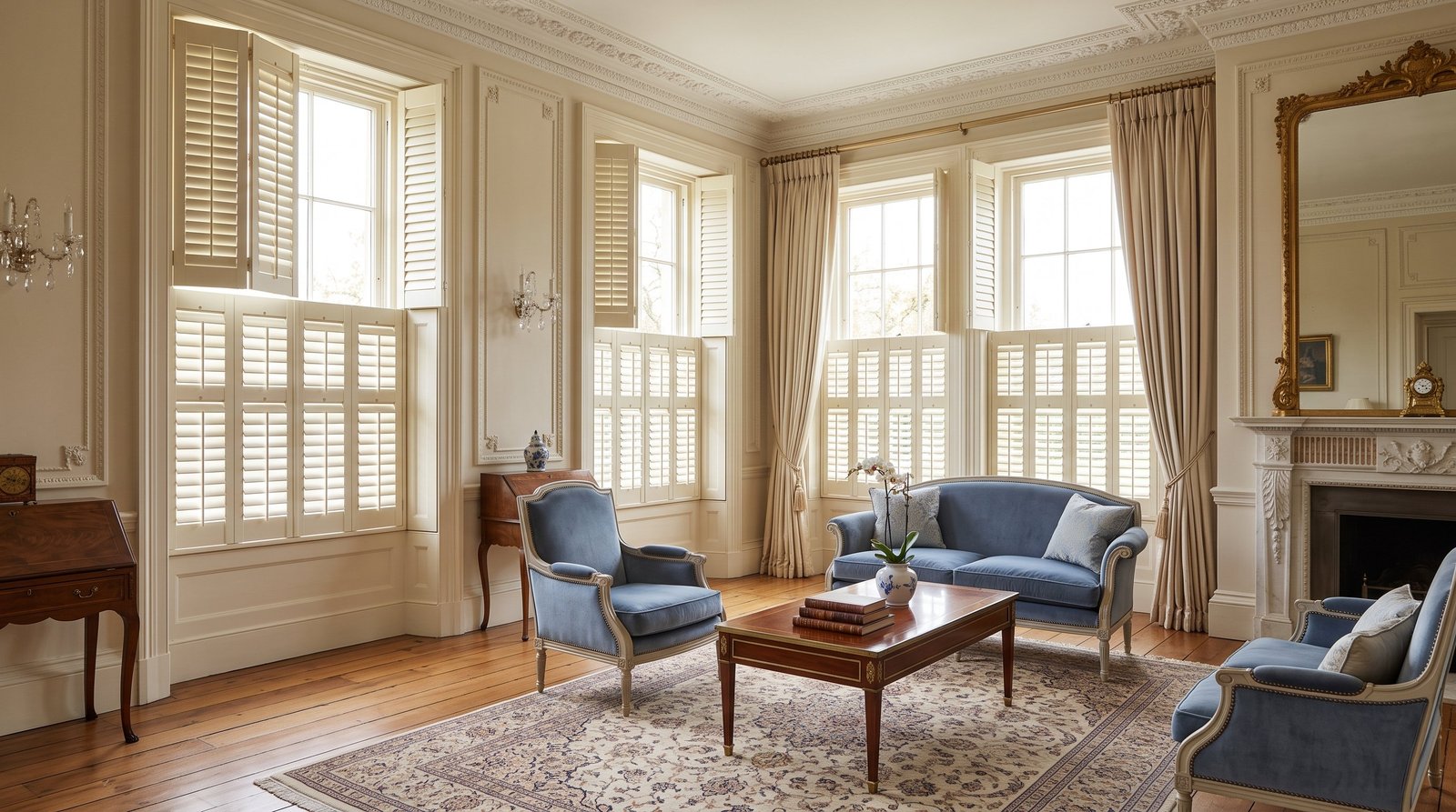 High-End Bathroom Retreat &mdash; Tier-on-Tier Shutters
